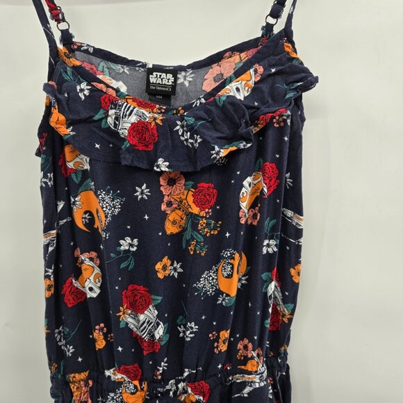 Her Universe Star Wars Black Floral Romper Tie-Front Pockets Size Small - Picture 4 of 11
